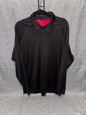 Adidas Golf Men's Climalite Long Sleeve Raglan Polo Shirt Black/Red Size M